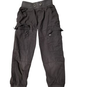 Kids Gray Elastic Waist Cargo Pants